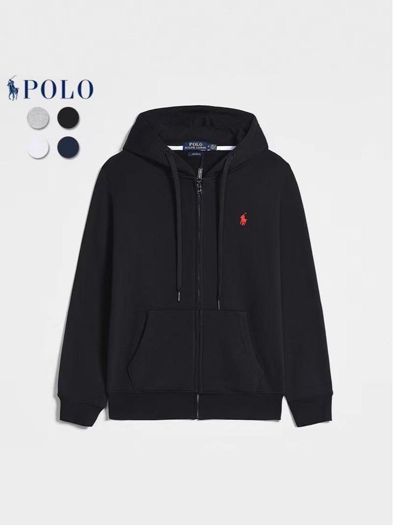 Мужская повседневная толстовка с длинным рукавом: Однотонная, с вышитым логотипом лошади, куртка-кардиган на молнии