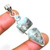 Republic Larimar Blue Topaz Gemstone 925 Silver Plated Pendant 2.08"