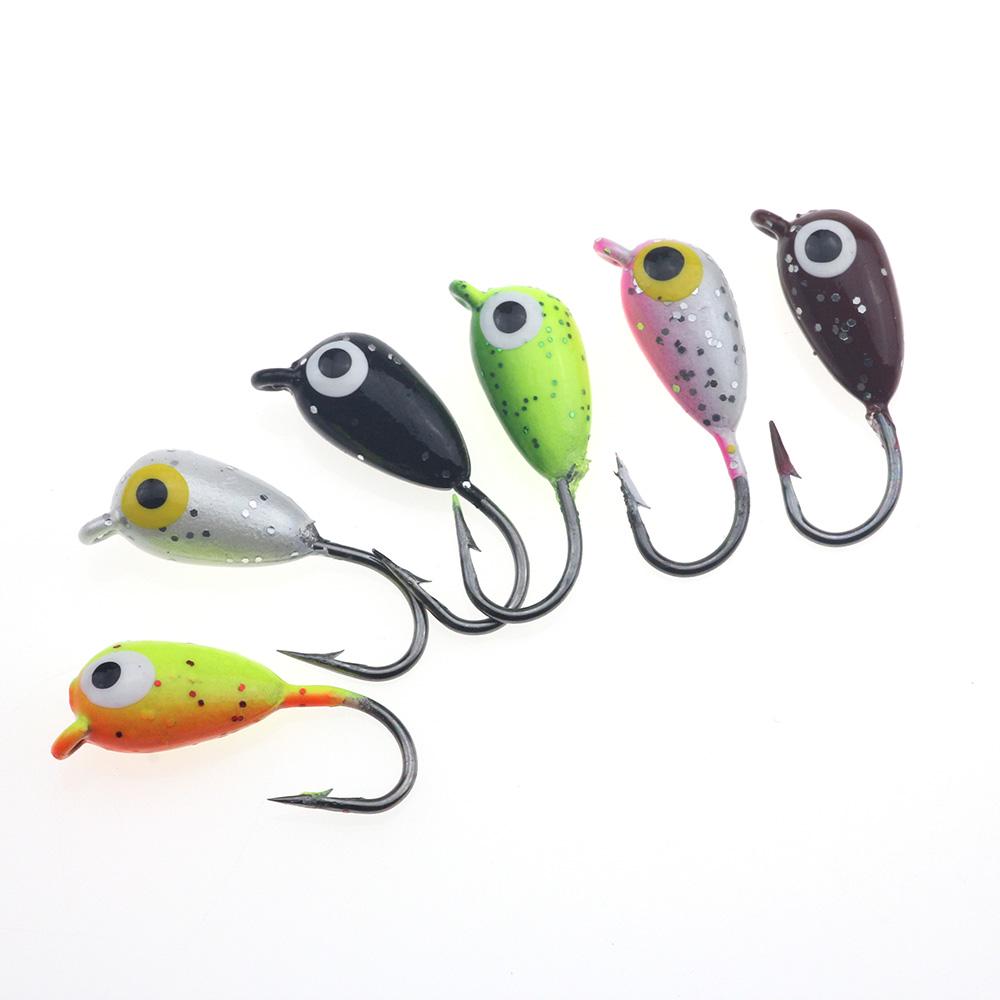6 шт./компл., зимняя приманка для льда, рыболовная приманка, 1,8 см, 2,3 г, мини-металлический крючок с свинцовой головкой, приманка для отсадки