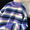 Sweater Women Autumn and Winter Warm Round Neck Striped Loose Knit Versatile Casual Pullover Sweatshirt