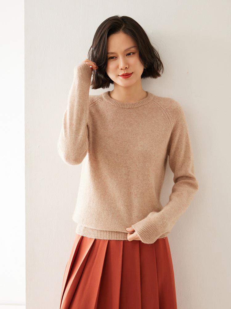 Women's Cashmere Sweater - Autumn/Winter Lazy Style, Thick Loose Knit, Round Neck Pullover Base Layer