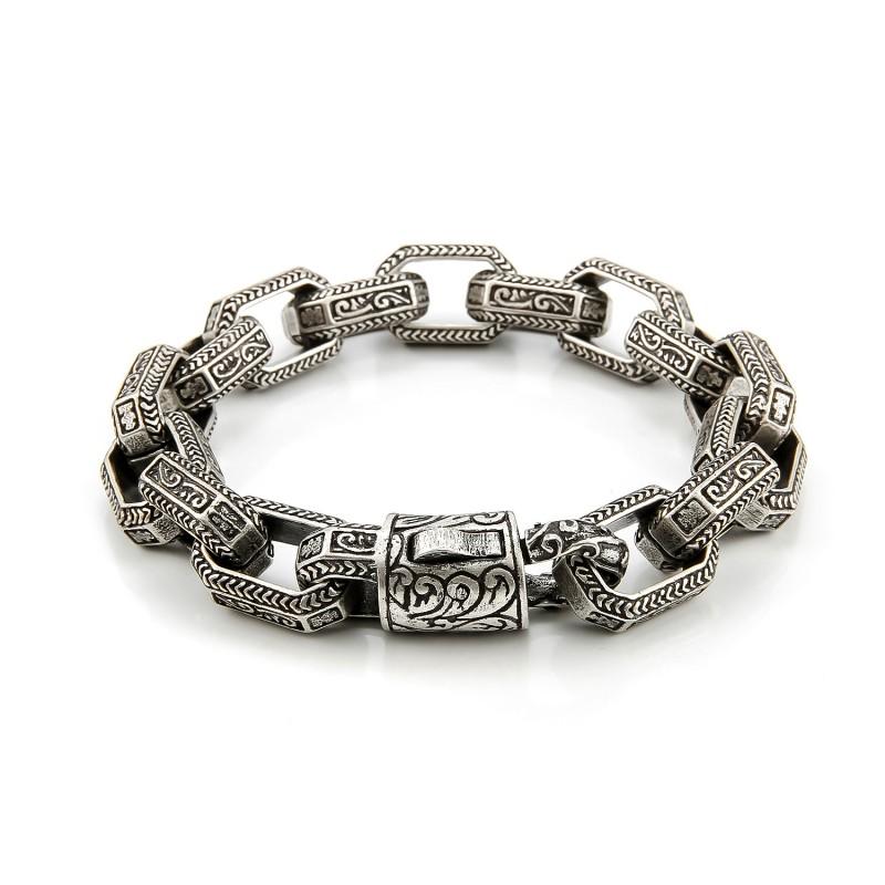 Titanium Steel Punk Style Mens Bracelet With Retro Geometric Black Oxidized Antique Finish