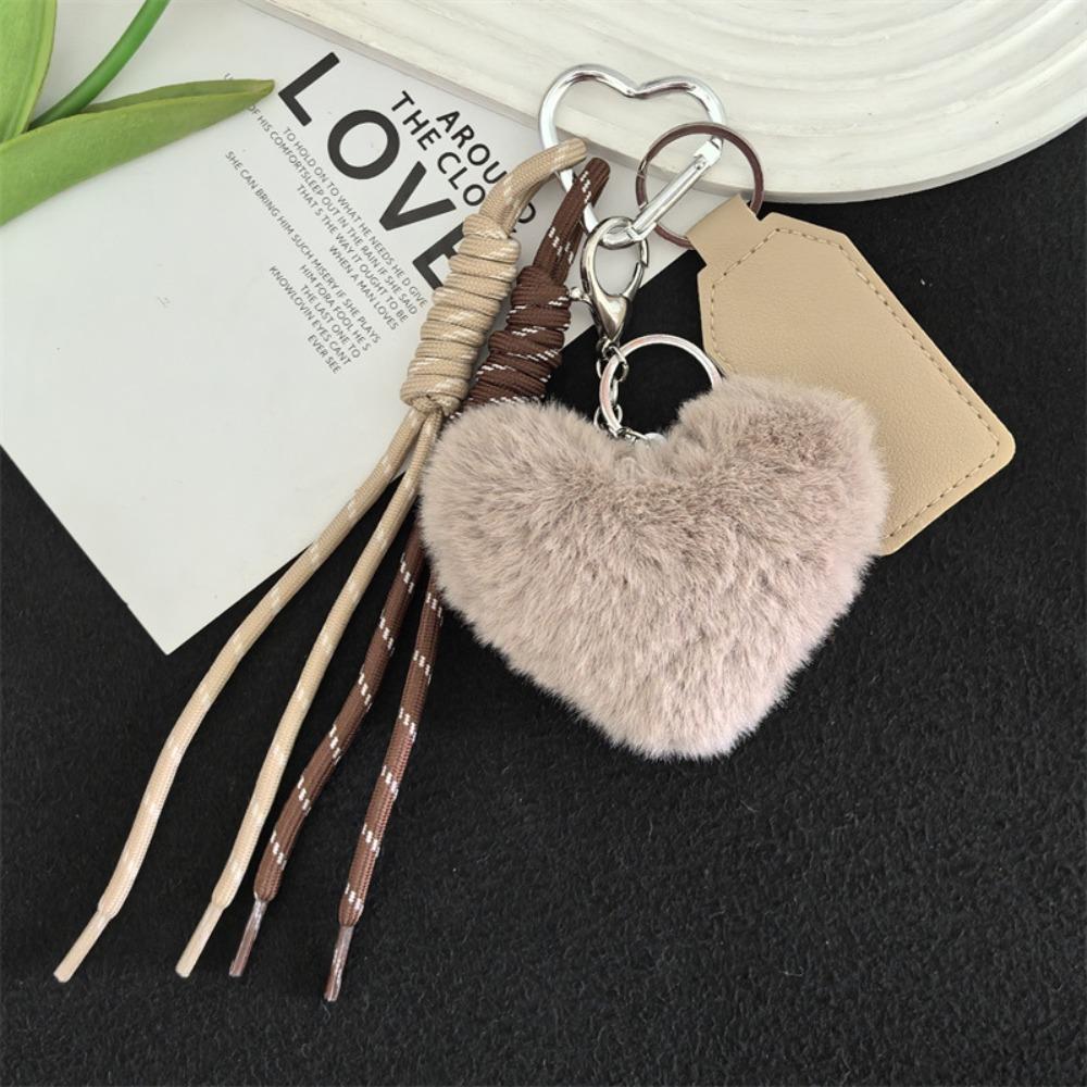 Cute Heart Plush Keychain Bag Hanging Plush Dolls Pendant Creative Rabbit Fur Keychain Students