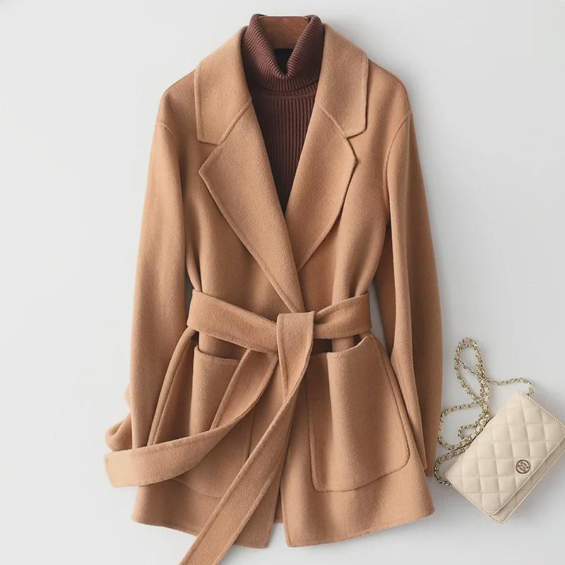 Женское короткое двухстороннее кашемировое пальто - коллекция осень/зима 2024 г.