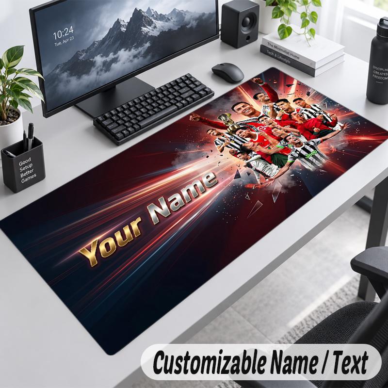 Custom Name Text Mouse Pad Cristiano Ronaldo Personalized Desk Pad For Work And Gaming