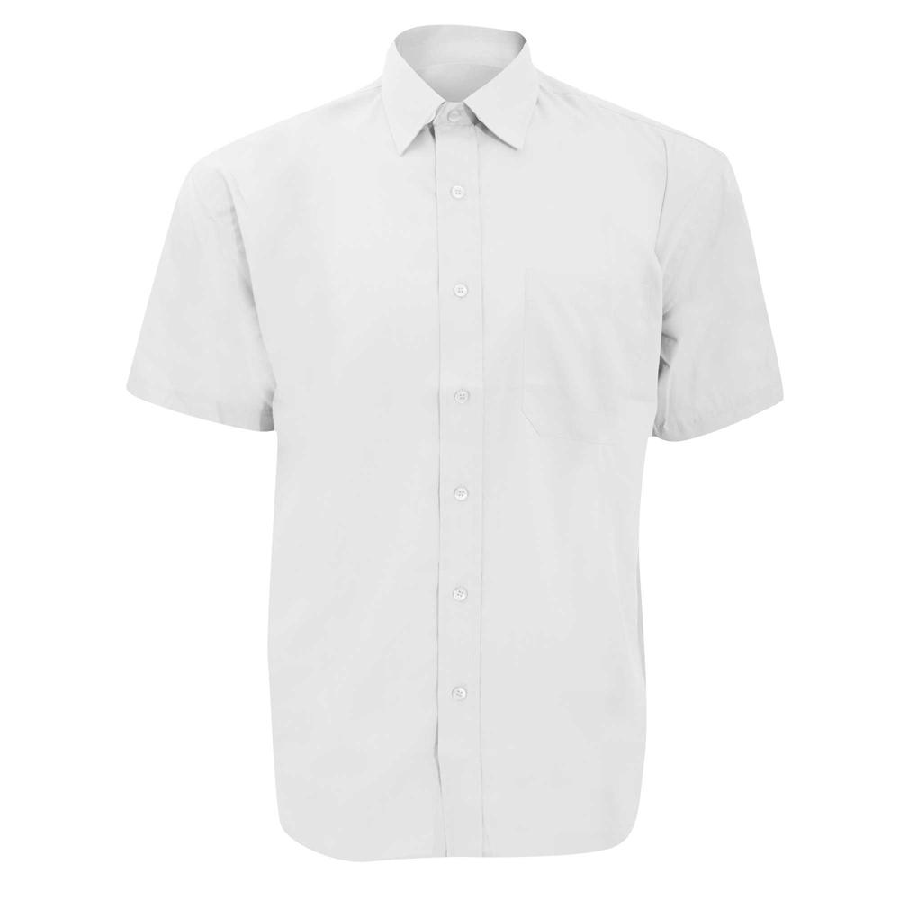 Russell Collection Mens Short Sleeve Poly-Cotton Easy Care Poplin Shirt