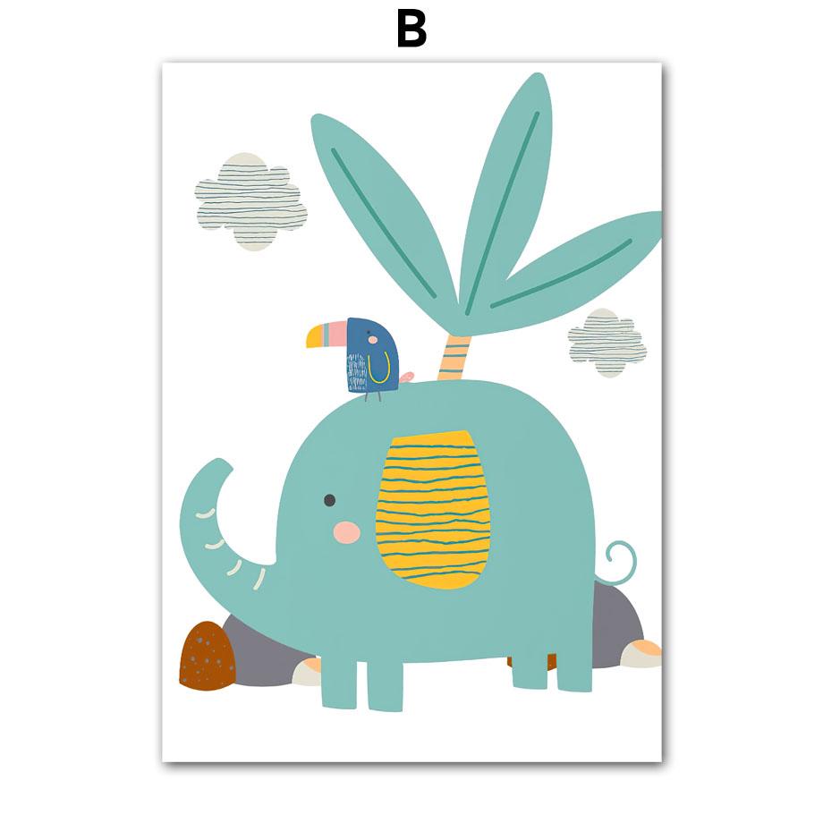 Giraffe Lion Elephant Toucan Jungle Animal Wall Art Canvas Painting Nordic Posters And Prints Wall Pictures Baby Kids Room Decor