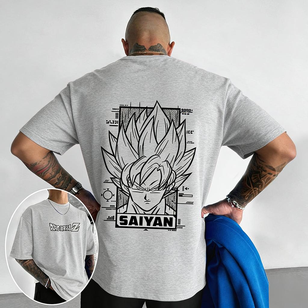 Dragon Ball Бейджита Укун Печатная Цифровая Прямая Печать Летняя Свободная Большого Размера Хлопковая Футболка с Коротким Рукавом Мужской Топ
