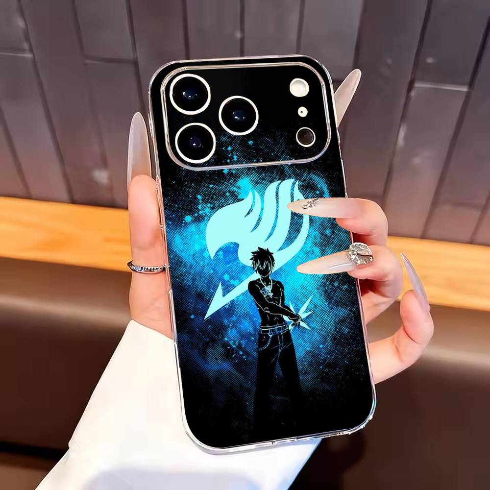 Anime F-Fairys LOGO T-Tail Phone Case For iPhone17,16,15,14,13,12,11 Plus,Pro Max Soft Transparent Cover
