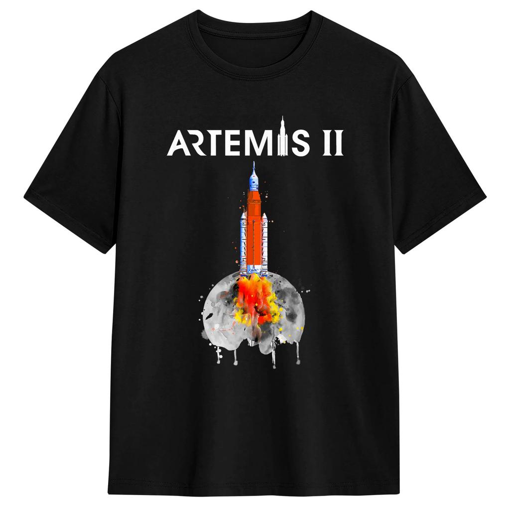 2026 Artemis 2 На Луну Футболка Унисекс и Женская Летняя Хлопковая Одежда Модная С Круглым Вырезом С Коротким Рукавом Уличная Мода