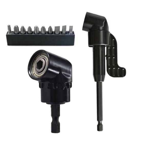 105-Degree Right Angle Drill Adapter Rustproof Corrosion Resistant Multi-function Right Angle Head Drill Driver Extension Bits Set