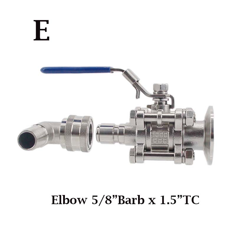 Brewer Built Full Port Ball Valve 1.5 Inch Tri Clamp x Male Quick Disconnect Stainless Steel 304 Homebrew Brew Kettle Spigot