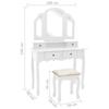 VidaXL Ensemble de coiffeuse et tabouret Blanc 100x40x146 cm Paulownia
