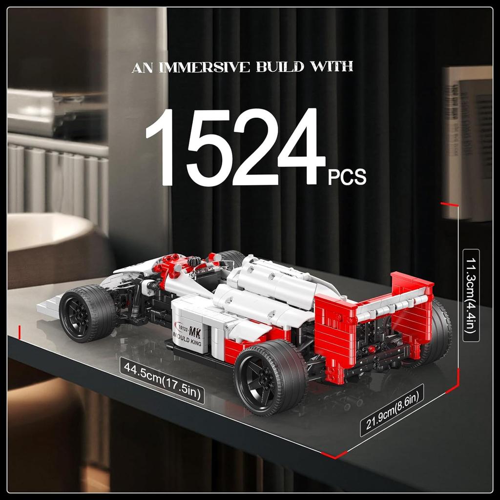 MOULD KING 10132 Модель гоночного автомобиля Формулы-1 1:10 суперспортивных конструкторских блоков для сборки спортивных автомобилей с зажимами (1524 детали)