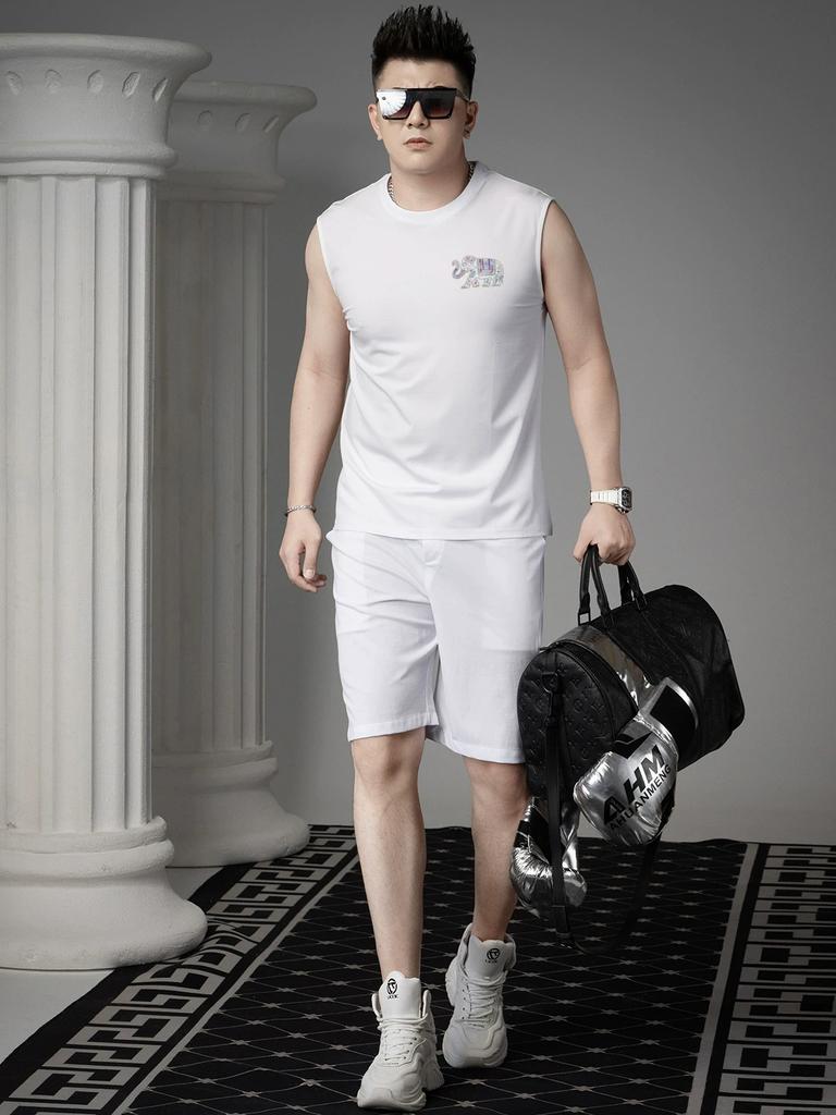Ozhouzhan round Neck Vest Men's Summer New Trendy Sleeveless T-shirt Men's Casual Waistcoat Sports Fitness Undershirt
