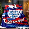 Custom Name England Football Crest Throws Blanket Flannel Blankets for Couch Bed Gifts for Men Women Picnic blanket Christmas fan gifts