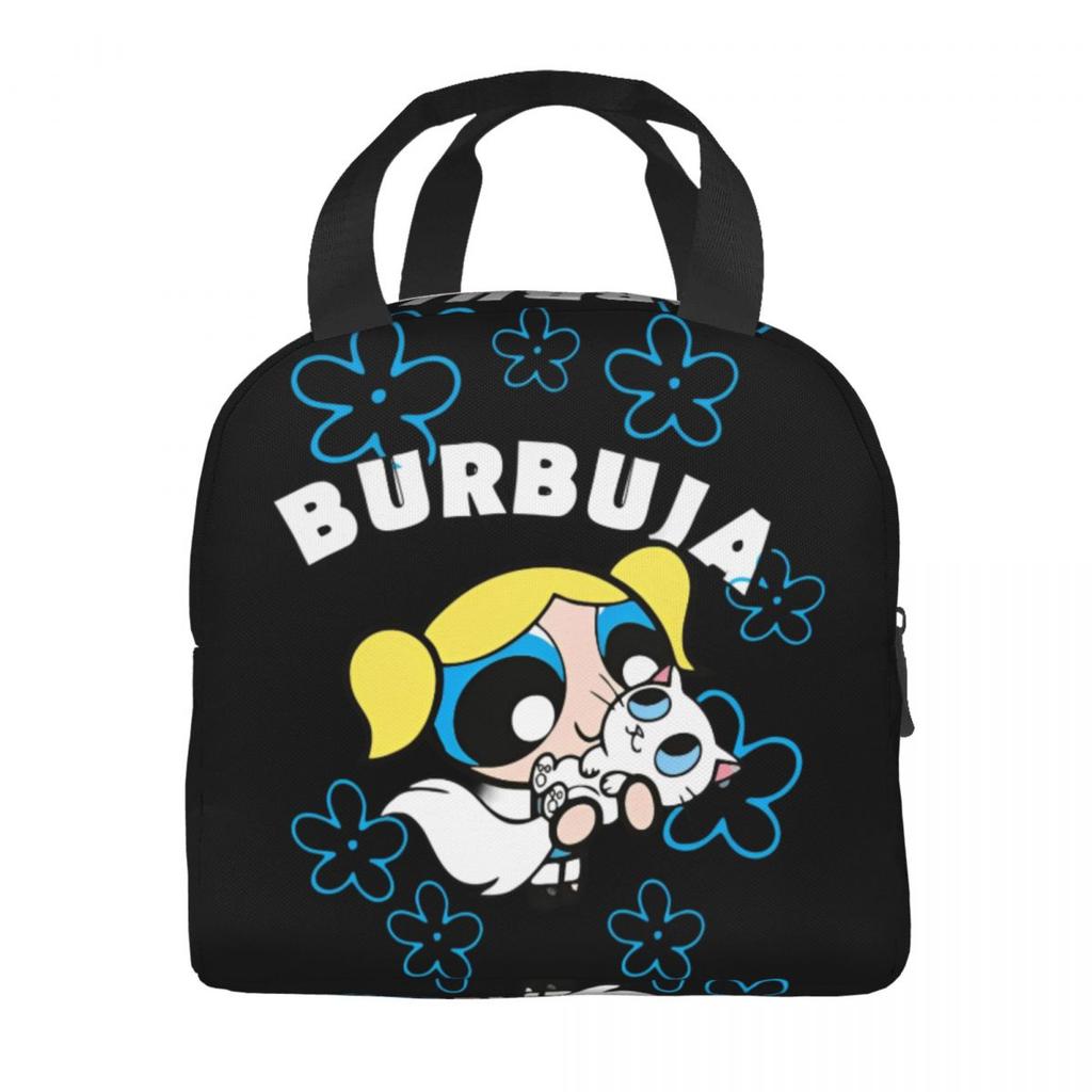 P-PowerPuffs Cartoon Accessories Insulated Lunch Bags For Work Food Storage Bag Portable Cooler Thermal Bento Box