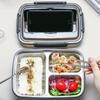 3/4 Grids Divides Food Container Stainless Steel Lunch Container Insulation Lunch Box  Camping