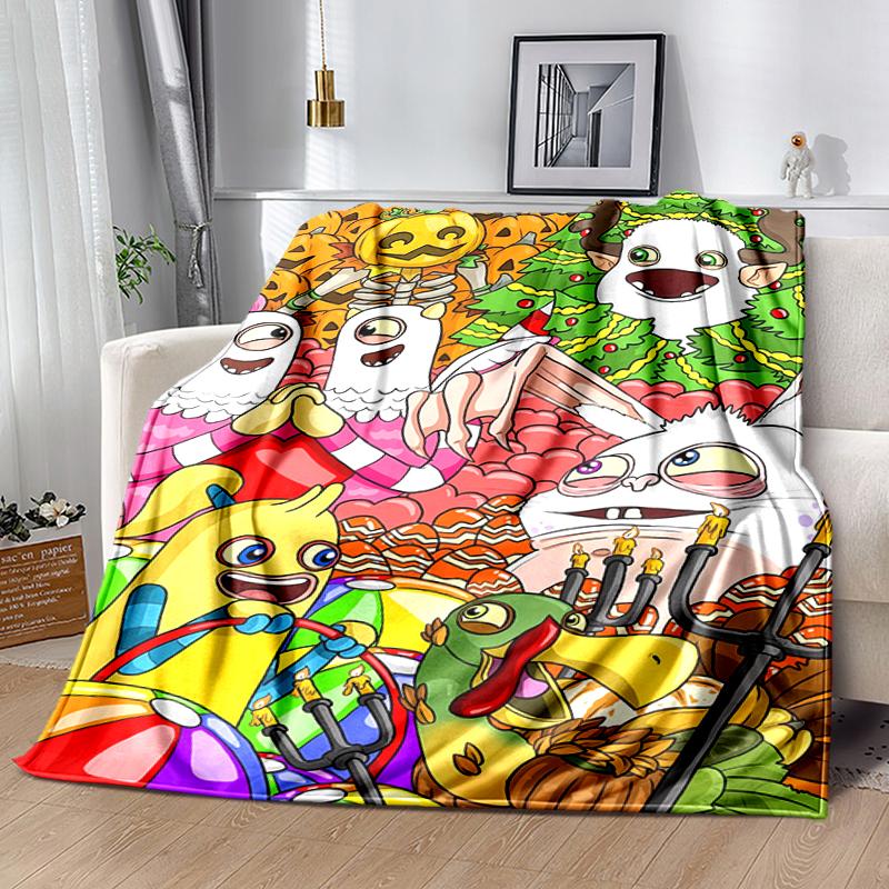 1pc Blanket My Singing Monsters1 Print Design, Lightweight Blanket for Sofa, Bed- Soft &Warm, Gift for All Seasons like Christmas, Halloween