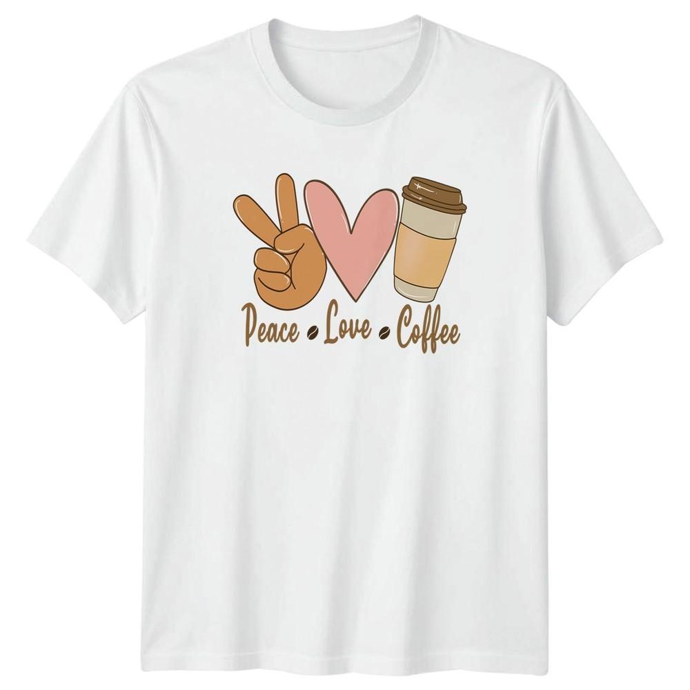 Peace Love Coffee Unisexs TShirt Coffee Gift For Her