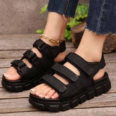 Спортивные сандалии женские летние удобные с мягкой подошвой студенческие повседневные туфли на липучке с открытым носком маффин пляжная обувь