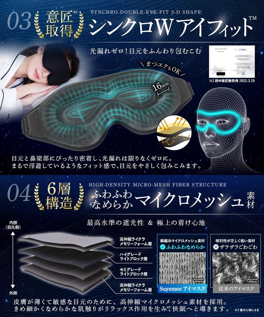 Suyamee Eye Mask Developed by a University of Tokyo PhD In and Brain Specialist Light 3D Design for Better Sleep On Airplanes Japanese Brand with 3D