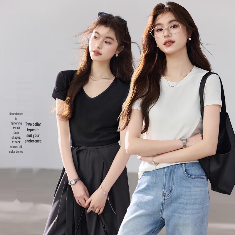 VICTORIA&VERA Женская рифленая высокоэластичная короткорукавная футболка из шелка-тусса
