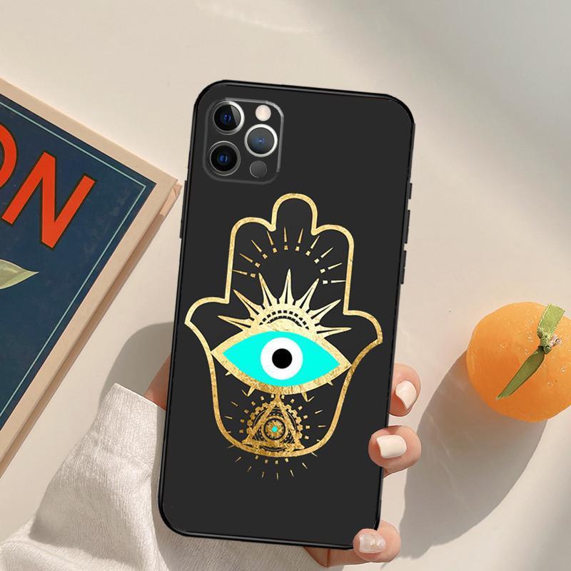 Применимо к Apple iPhone14 Pro Чехол для мобильного телефона, Чехол для мобильного телефона Evil Eye Hamsa, Окрашенный противоударный Hua