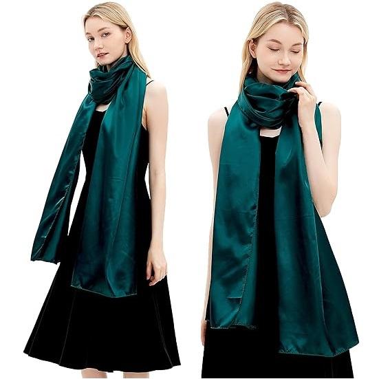 240*65cm Extra-long Women's Silky Satin Shawls and Wraps, Lightweight Head Scarves, Evening Pashmina Vintage Sheer Stole