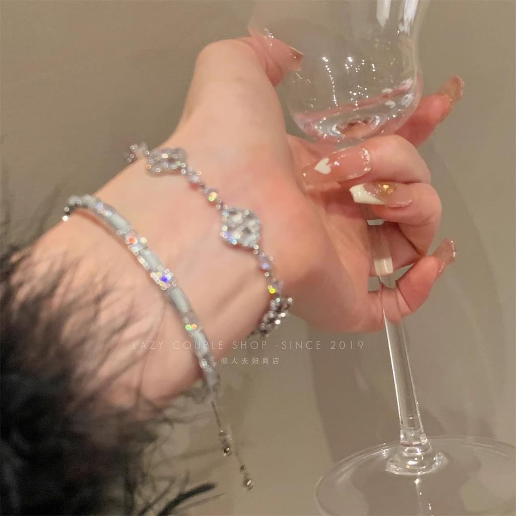 Popular ultra-shiny zircon bracelet for women, versatile and high-end, new Chinese style vintage butterfly jewelry