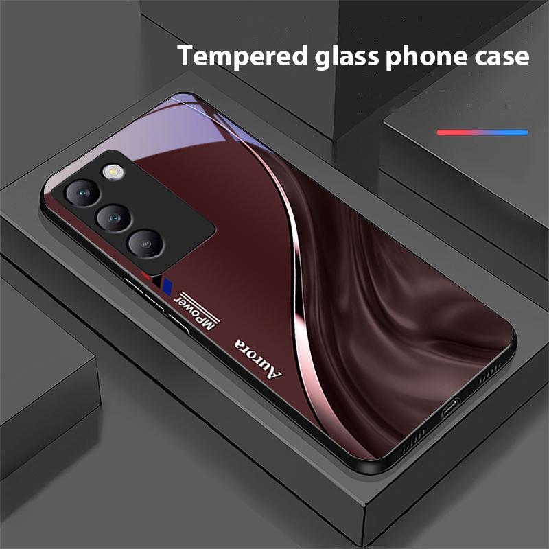 Рисунок потока воды для Y72 33S 11 03 36 96 Lite 35 16 Iqoo 12 V40 SE 5G 29 40 21 30 X80 Pro Vivo Чехол для телефона из закаленного стекла Черный