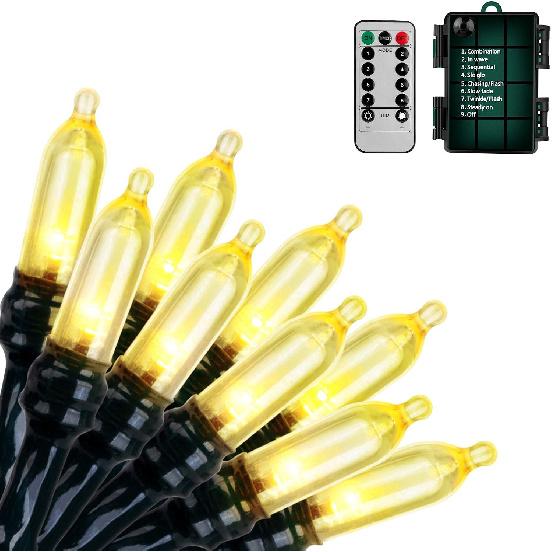Christmas Lights, Battery Operated String Lights 18ft 50 LED Mini String Lights, Waterproof Lights with Remote Timer 8 Modes, Indoor Outdoor Garden