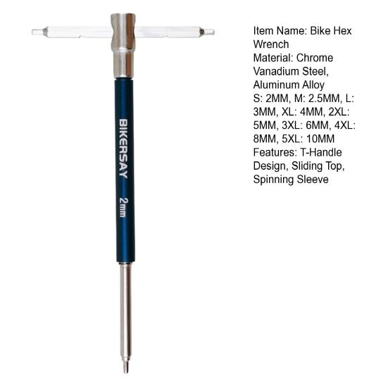 2/2.5/3/4/5/6/8/10 мм Велосипедный Т-образный шестигранный ключ 3-сторонний Т/L-образный со скользящим верхом и вращающейся гильзой Шестигранный ключ Инструменты для ремонта и обслуживания велосипеда