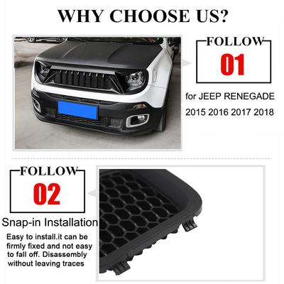 Замена накладки-решетки нижней части переднего бампера для Jeep Renegade 2015 2016 2017 2018, Внешние аксессуары