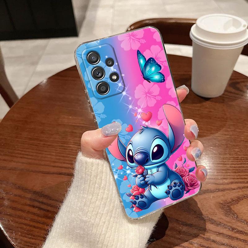 Прозрачный чехол Stitch для Samsung Galaxy A57 A37 A56 5G A36 Чехлы A55 A54 A35 A26 A07 A17 A16 A06 A34 A15 Ударопрочный чехол Бабочка