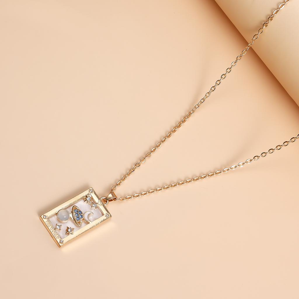 Coloeful Tarot Necklace Star Moon Sun Lovers Magiclan Knight Empress Pendant Necklace for Women