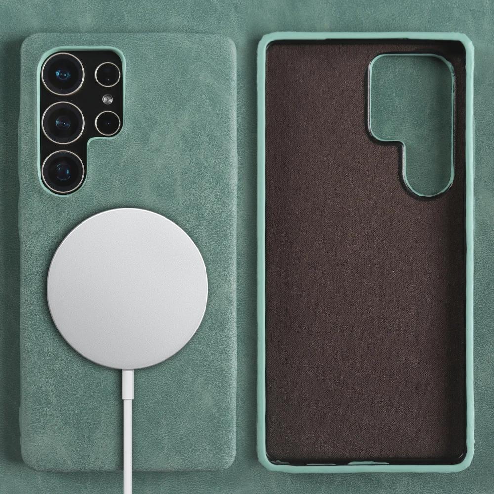 For Magsafe Magnetic Luxury Leather Case for Samsung Galaxy S26 Plus S25 Edge S24 S23 S22 S21 S20 FE Note 20 Ultra Back Cover