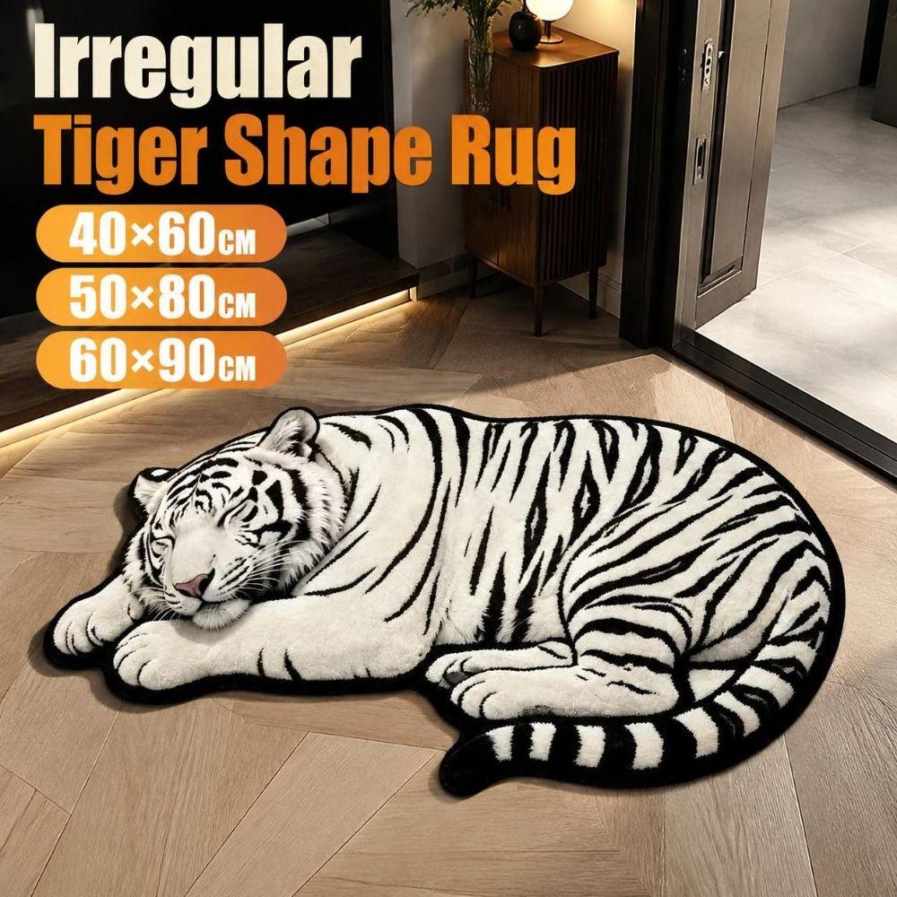 Diatomite Tiger Shape Rug Non-slip Irregular Bath Rug Tiger Floor Mat Home Entrance Decor