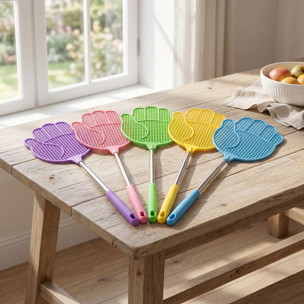 5Pcs Retractable Palm Shaped Fly Swatter Durable Extendable Bug Swatter  Kitchen Use