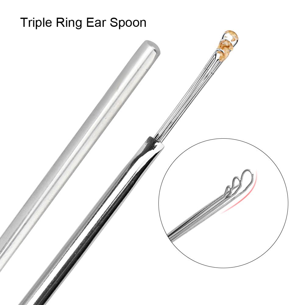 3 шт. Ложка для ушей из нержавеющей стали с тройным кольцом, средство для удаления ушной серы, инструмент для чистки