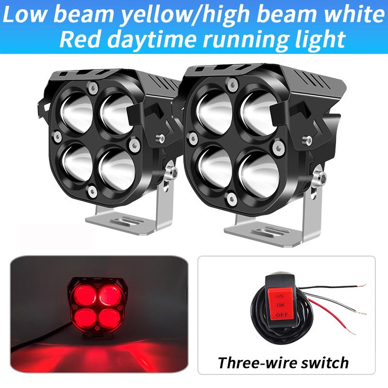 3-дюймовый автомобильный светодиодный прожектор с высокой/низкой линзой, три цвета, сильный свет, водонепроницаемый, супер яркий спортивный свет, внешняя модифицированная фара