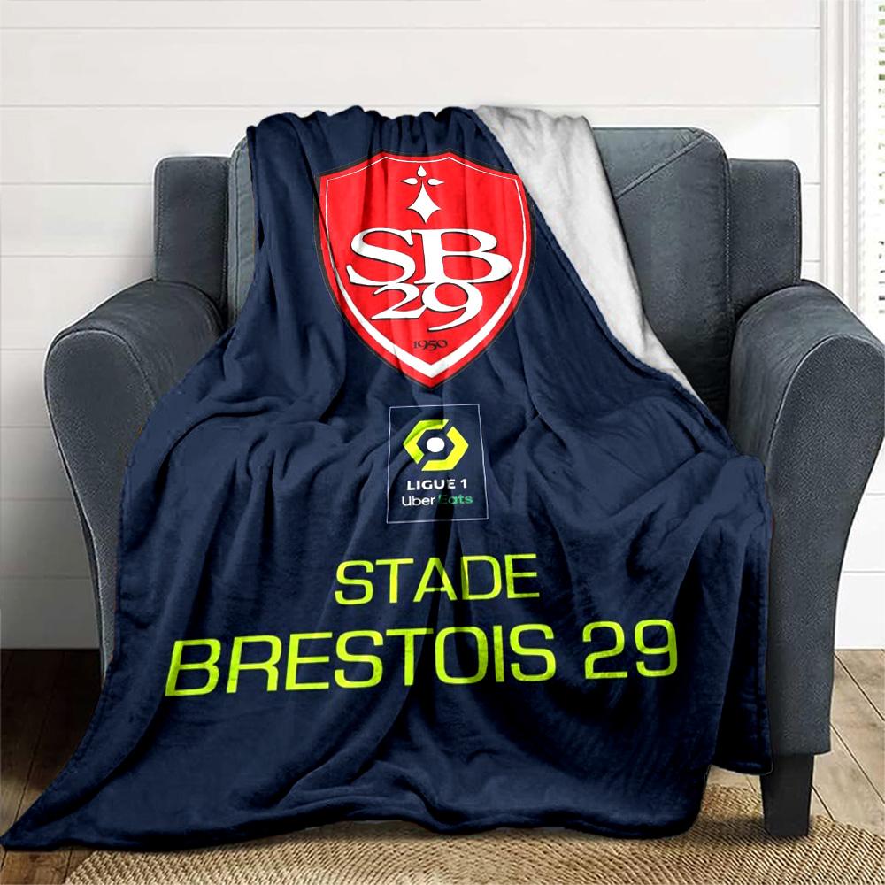 Stade Brestois 29 Print Flannel Blanket High Quality Warm Comfortable Cover for All Seasons Perfect for Gifts Home Decor