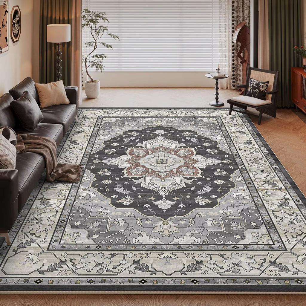 Persian Retro Soft Carpet Plush Floor Mats Non-slip Easy Clean Large Area Rug for Living Room Bedroom Home Decoration