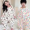 Детский комбинезон, цельная пижама, теплая домашняя одежда, на молнии, с принтом, с длинными рукавами, детский комбинезон
