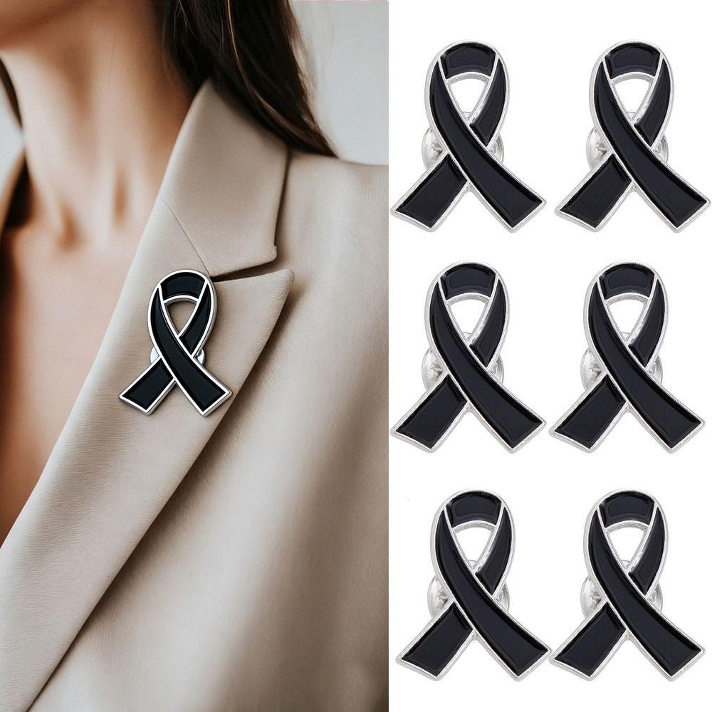 Skin Cancer Black Ribbon Pin Melanoma Cancer Black Bow Brooch Pin Women Men