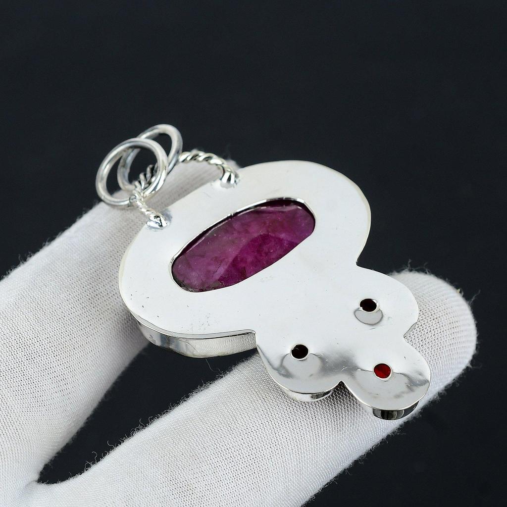 Kashmir Ruby, Red Garnet Gemstone Silver Pendant, 925 Sterling Silver Jewelry Pendant, Kashmir Ruby Pendant For Women, Ruby Pendant For Her