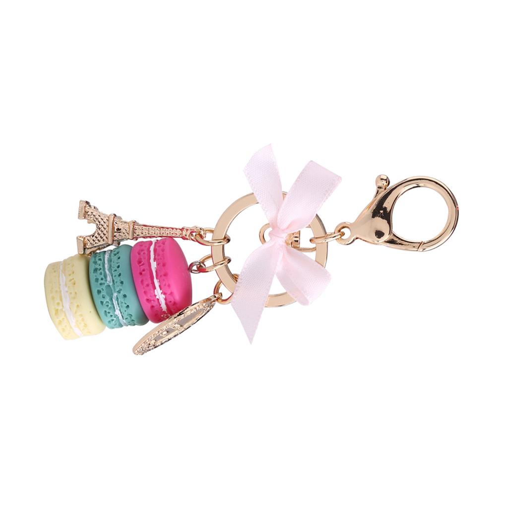 Colorful Cute Macaroon Eiffel Tower Keychain Keyring Bag Pendant Car Charm Decoration(Rose Red)