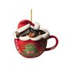 Dachshund Christmas Ornament Puppy In Mug Christmas Tree Ornament 2D Acrylic Dachshund Hanging Decor Gifts for Dog Lovers