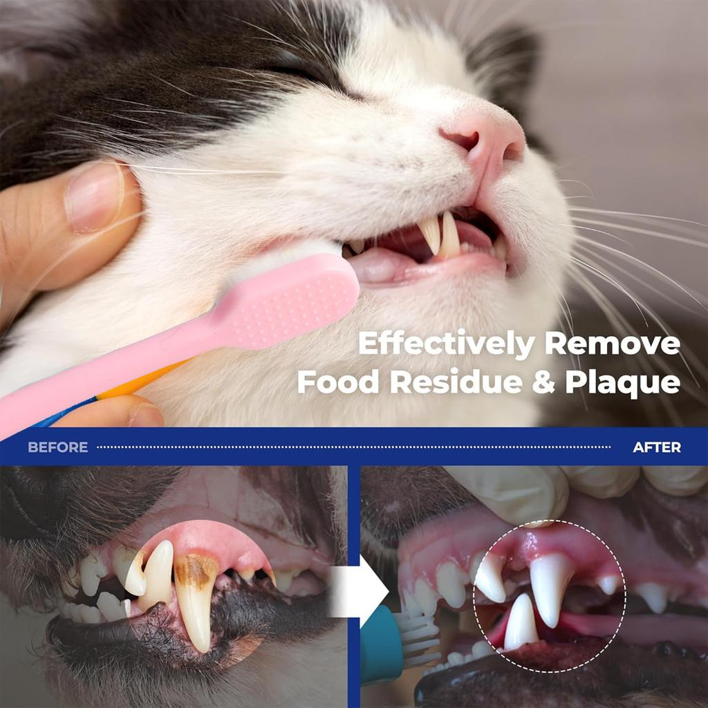 3 Pcs Dog Toothbrush Dogs & Cats Cleaning Tool For To Remove Tartar Eliminate Bad Breath Safe Soft-Bristled Toothbrush