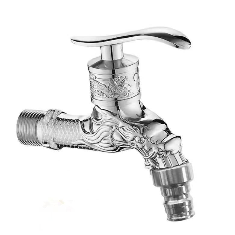 Stainless Steel Faucet Double Outlet Dual Control Water Tap One in Two Out Faucet 1/2" Bidet Faucets Bathroom Accessories